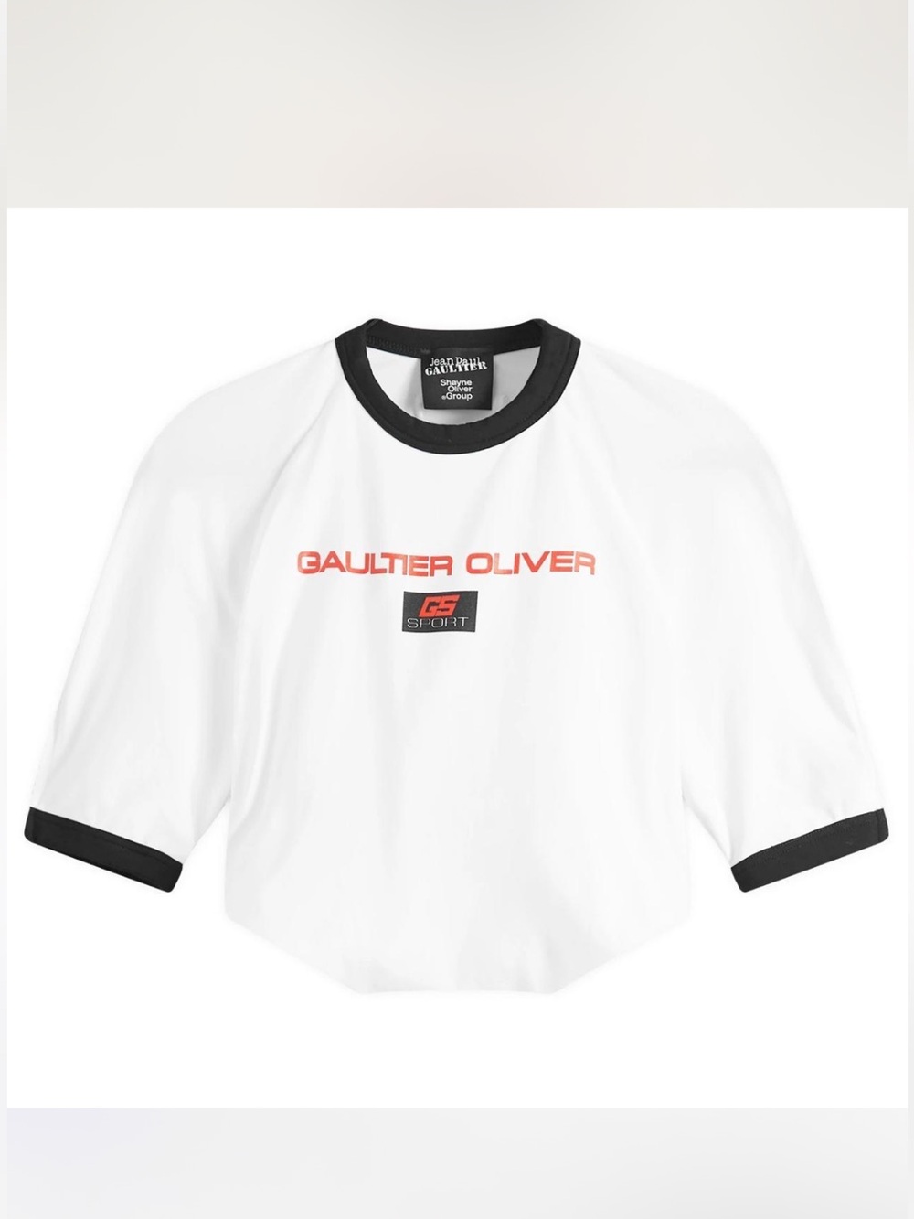 JPG White Crop Tee with Black Trim